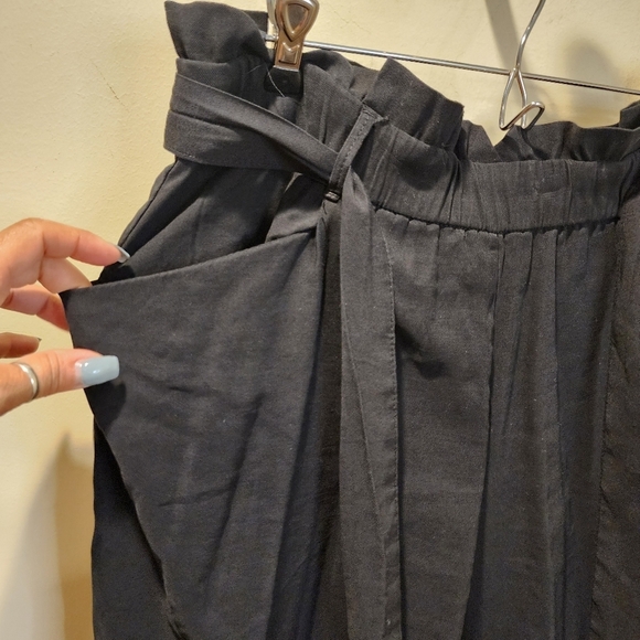 ZARA Women's Black Belted Elastic Waisted Pants size XL - Picture 6 of 10